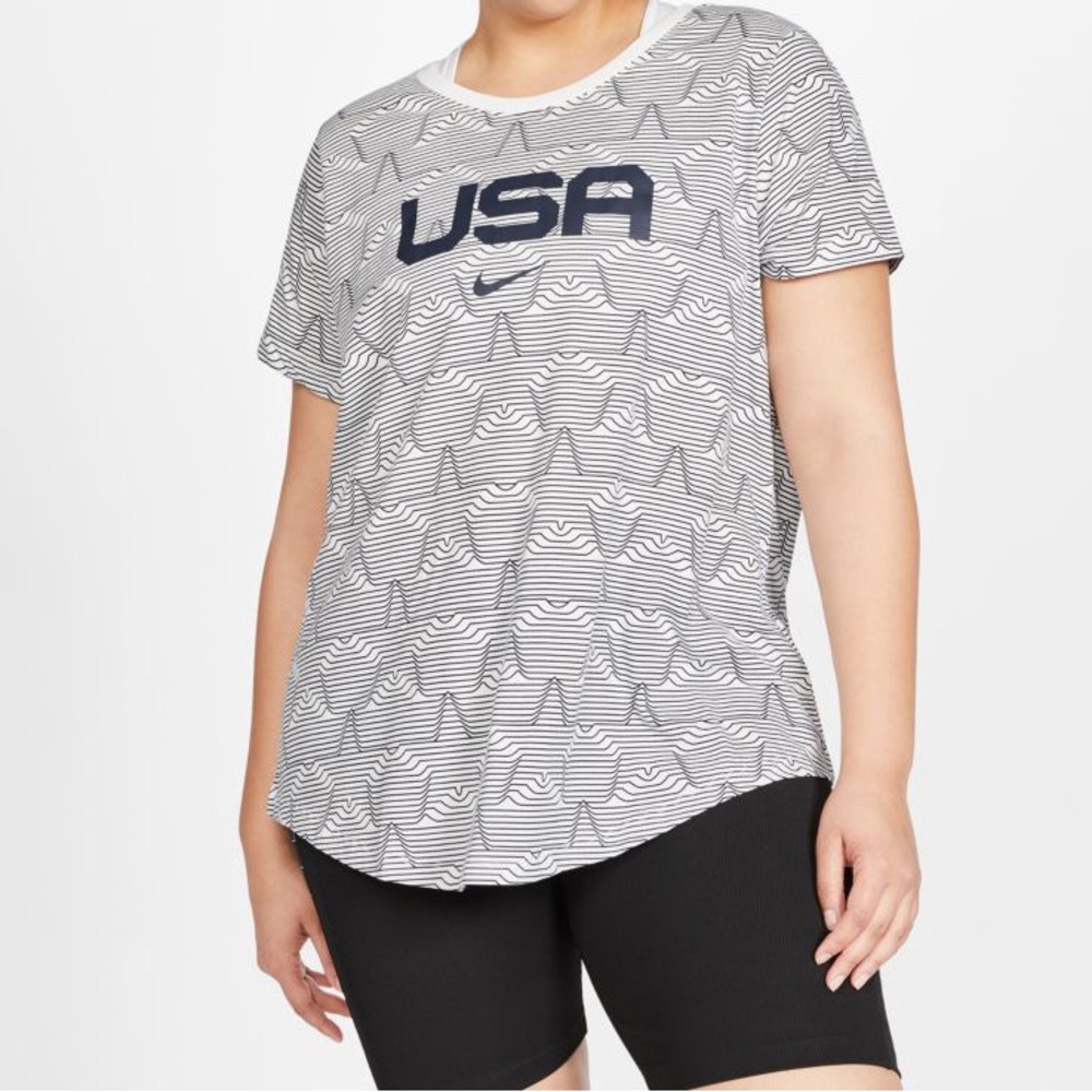 Nike Women's USA Striped Tee - Black and White